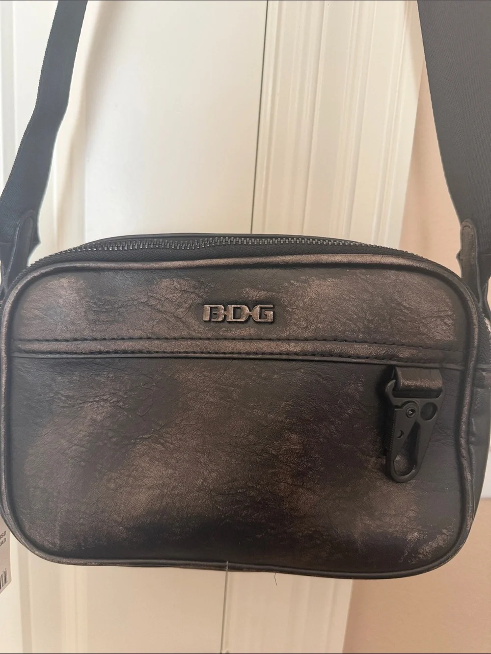 BDG Black Leatherette Messenger Crossbody